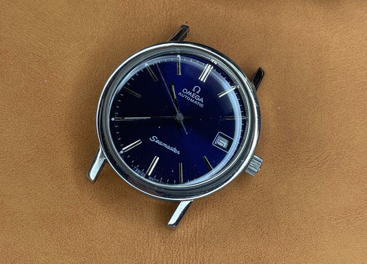 vintage 1970s omega seamaster blue date dial gents automatic watch