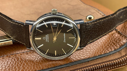 vintage 1970s omega seamaster with date black dial gents automatic watch omega watch  FAST SHIPPING on sale